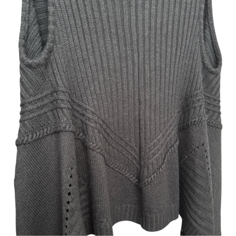 Dex Shawl Collar Fringe Sweater Vest Size Small Grey Wool Angora - Picture 4 of 10